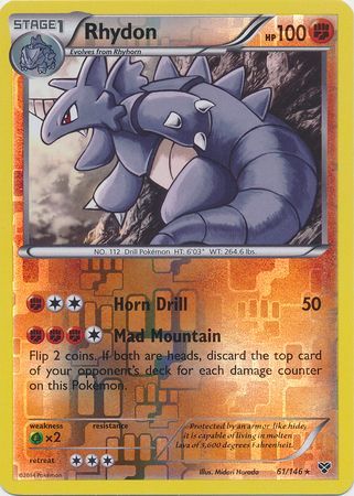 Rhydon - 61/146 - Rare - Reverse Holo