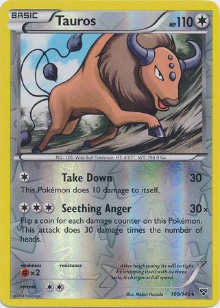 Tauros - 100/146 - Rare - Reverse Holo