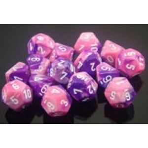 Pink-Purple w/white Gemini Poly 7 Dice Set - chx26455