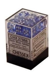 12 Dark Blue w/white 16mm D6 Nebula Dice Block - CHX27866