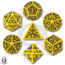 Yellow & Black Steampunk 7 Dice set