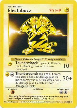 Electabuzz - 20/102 - Rare - Shadowless Edition