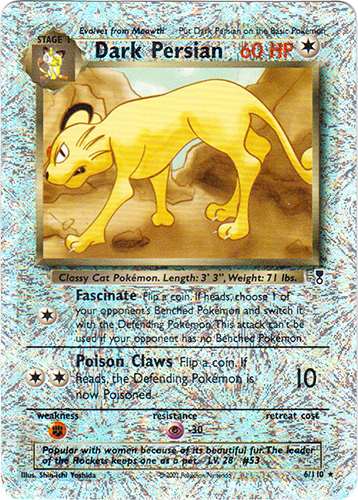 Pokemon Card 2024 - Dark Persian - Legendary Collection 6/110 Reverse Holo Rare