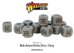 12 Grey Bolt Action Order D6 Dice Set