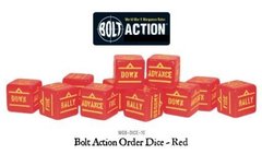 12 Red Bolt Action Order D6 Dice Set