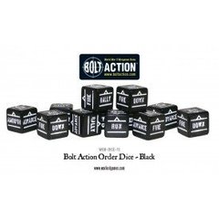 12 Black Bolt Action Order D6 Dice Set