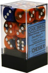 Gemini Blue-Orange w/White - 16mm D6 Dice Set (CHX26652)