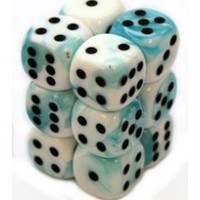 16mm D6: White & Teal with Black (12) - CHX26644