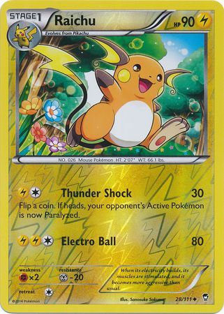 Raichu - 28/111 - Uncommon - Reverse Holo