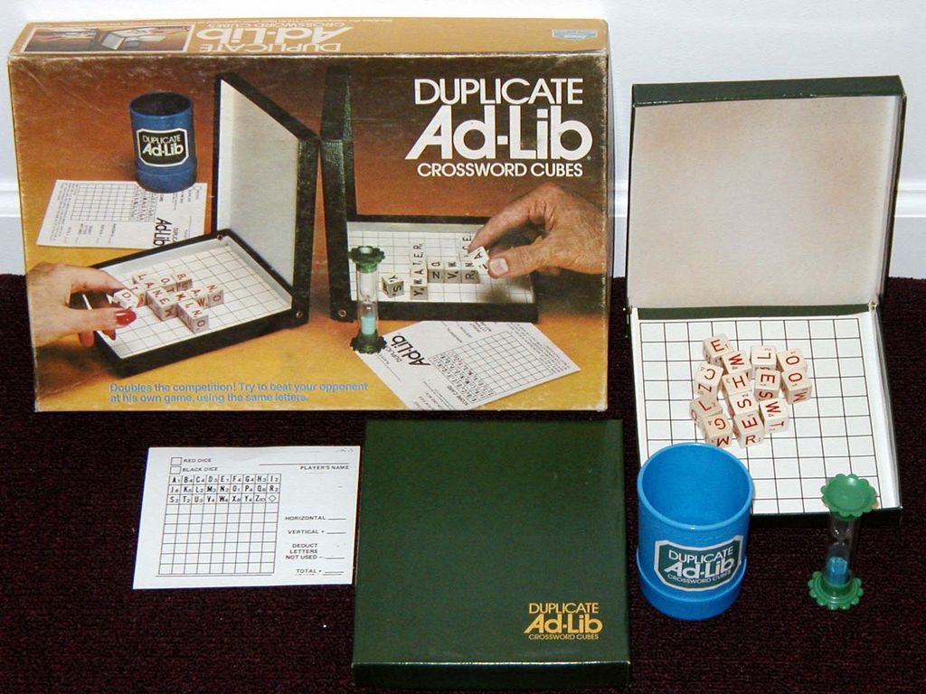 Duplicate Ad-Lib Crossword Cubes