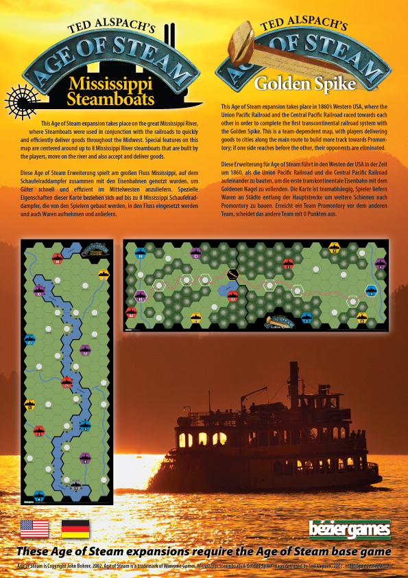 Age of Steam Expansion: Mississippi Steamboats / Golden Spike Age of Steam Expansion: Mississippi Steamboats / Golden Spike