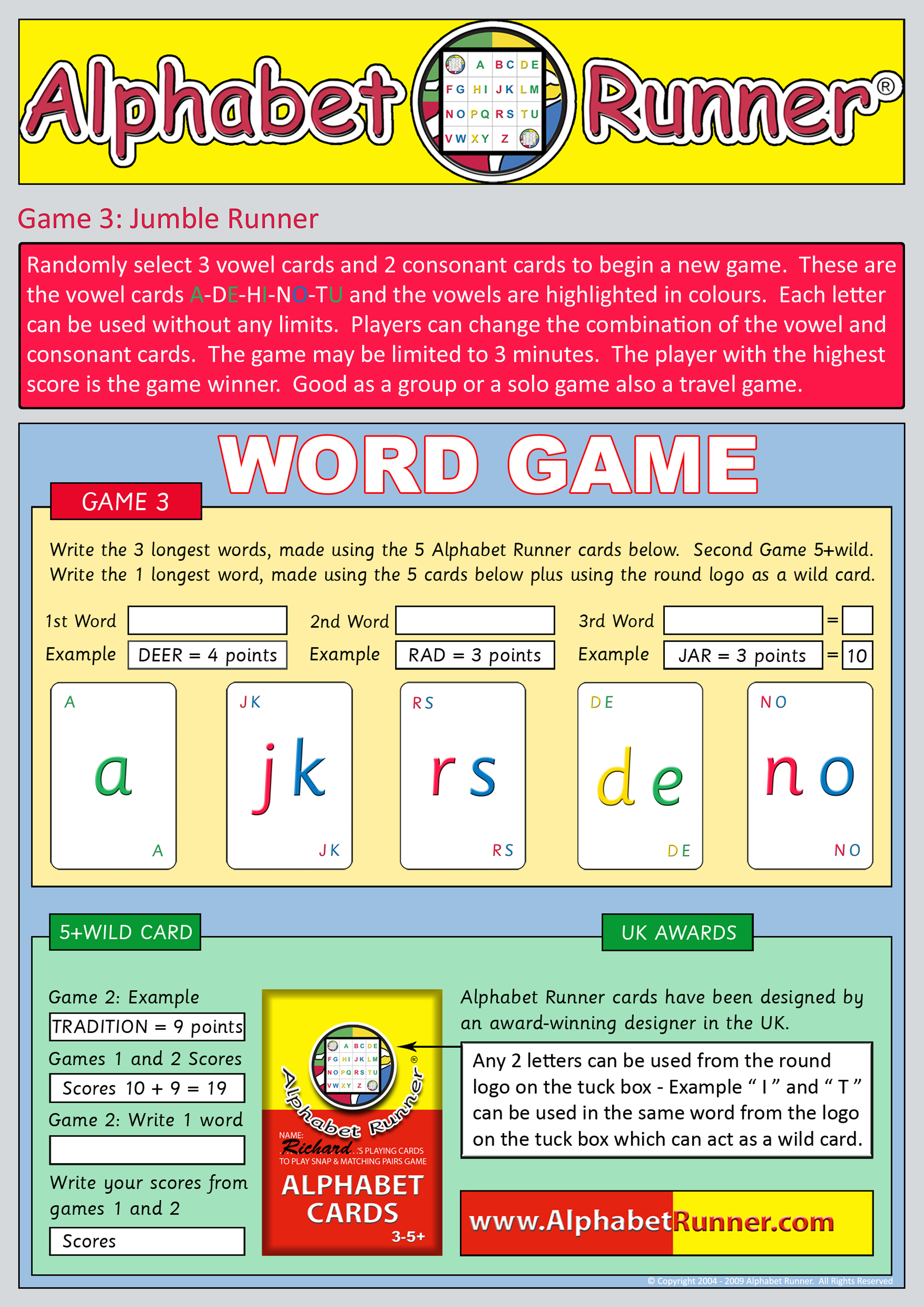 Alphabet Runner Cards