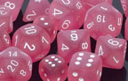 Frosted Pink / White 7 Dice Set - CHXLE546