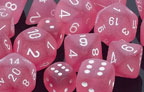 Frosted Pink / White 7 Dice Set - CHXLE546