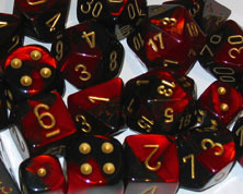 Gemini Black-Red / Gold 7 Dice Set - CHX26433