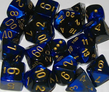 Gemini Black-Blue / Gold 7 Dice Set - CHX26435