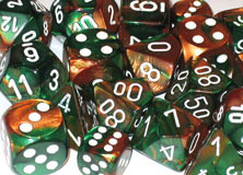 Gemini Copper-Green / White 7 Dice Set - CHX26437