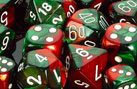 Gemini Green-Red / White 7 Dice Set - CHX26431