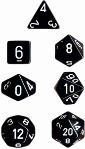 Opaque Black / White 7 Dice Set - CHX25408