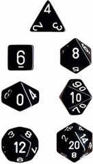 Black w/White Opaque Polyhedral 7-die Set