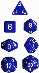 Blue w/White Opaque Polyhedral 7-die Set CHX25406