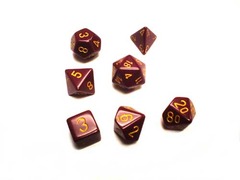 Opaque Burgundy / Light Gold 7 Dice Set - CHX25424