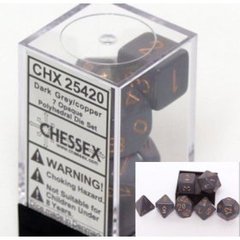 Opaque Dark Grey / Copper 7 Dice Set - CHX25420