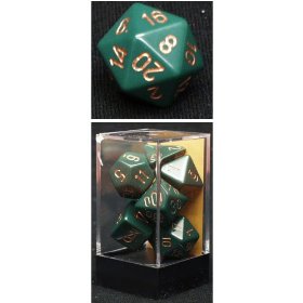 Opaque Dusty Green / Copper 7 Dice Set - CHX25415