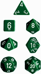 Opaque Green / White 7 Dice Set - CHX25405