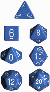 Light Blue w/White Opaque Polyhedral 7-die Set