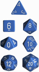 Opaque Light Blue / White 7 Dice Set - CHX25416