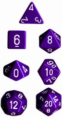 Opaque Purple / White 7 Dice Set - CHX25407