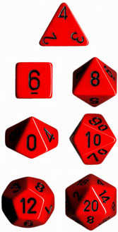 Opaque Red / Black 7 Dice Set - CHX25414