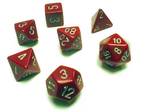 Opaque Red / Silver 7 Dice Set - CHX25434