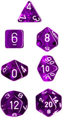 CHX23077 7pc Translucent Purple w/White Dice Set