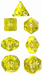 Translucent Yellow / White 7 Dice Set - CHX23002