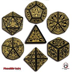 Earth Dawn Black / Yellow 7 Dice Set