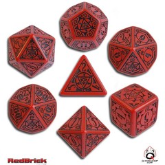 Earth Dawn Red / Black 7 Dice Set