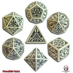 Earth Dawn Beige / Black 7 Dice Set