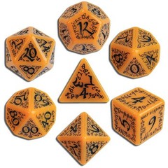 Elven Orange / Black 7 Dice Set