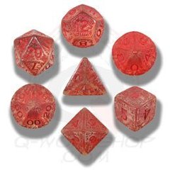 Translucent & Red Elven 7 Dice set