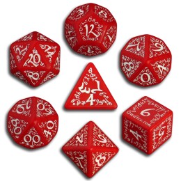 Red & White Elven 7 Dice set