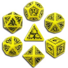 Yellow & Black Elven 7 Dice set