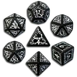 Black & White Elven 7 Dice set