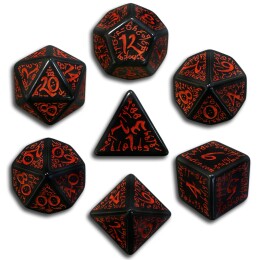 Black & Red Elven 7 Dice set