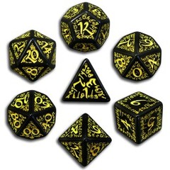 Black & Yellow Elven 7 Dice set