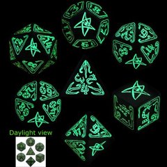 Cthulhu Green Glow in the Dark 7 Dice set