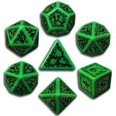 Green & Black Elven 7 Dice set