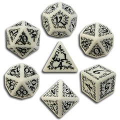 White & Black Elven 7 Dice set