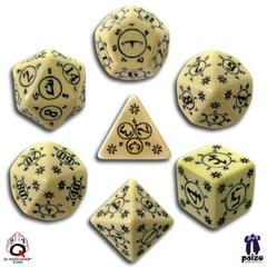 Beige & Black Pathfinder 7 Dice set